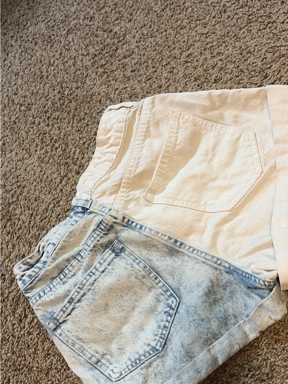 Pacific Sunwear White and Light Blue Acid Wash Denim Shorts